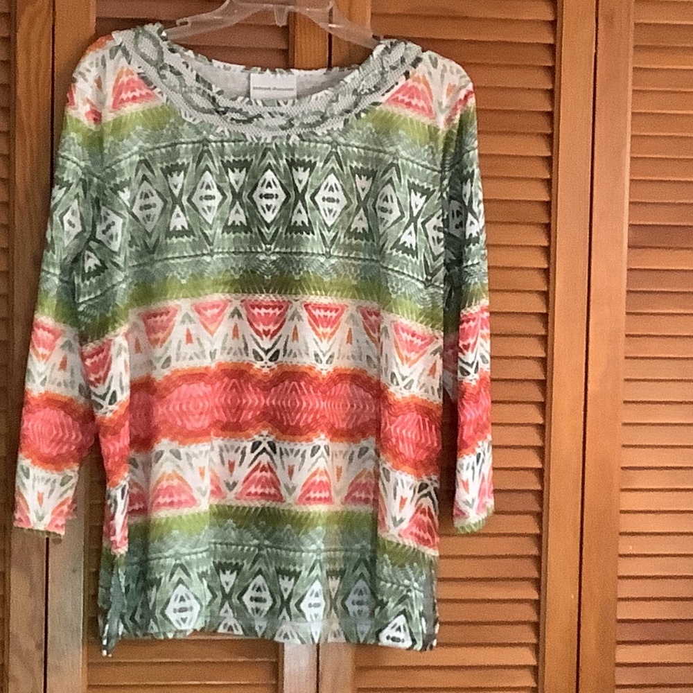 Alfred Dunner Flower Print Spring/Summer Top, Sz. M - EUC